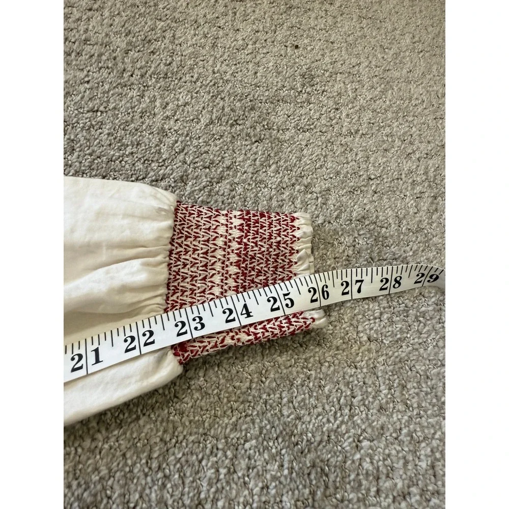 Flannel Austrailia Burgundy Cream Embroidered Cotton Jumpsuit Boho Chic Small - Picture 13 of 15